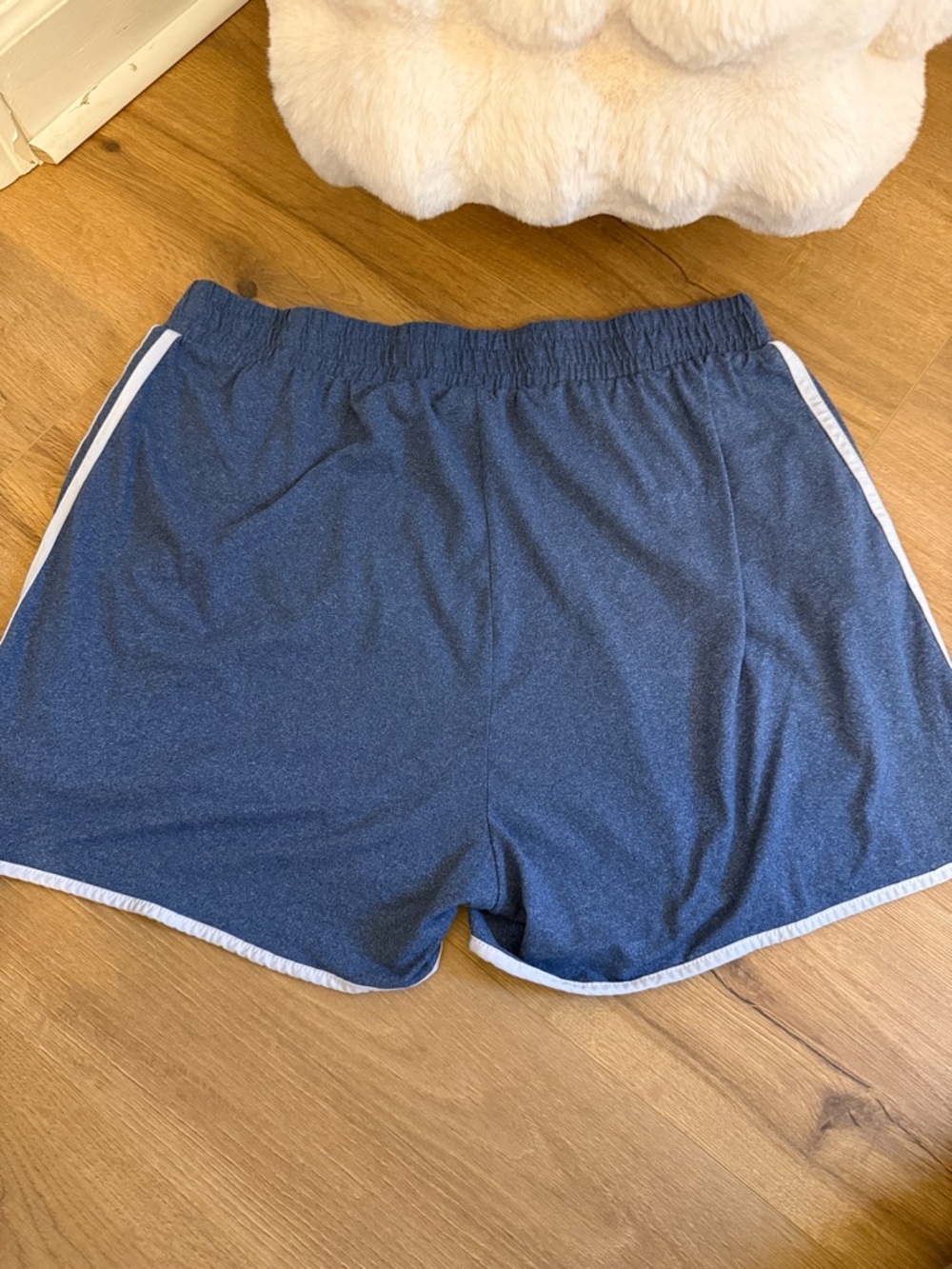 Women's Navy Athletic Shorts with White Trim - Picture 4 of 4